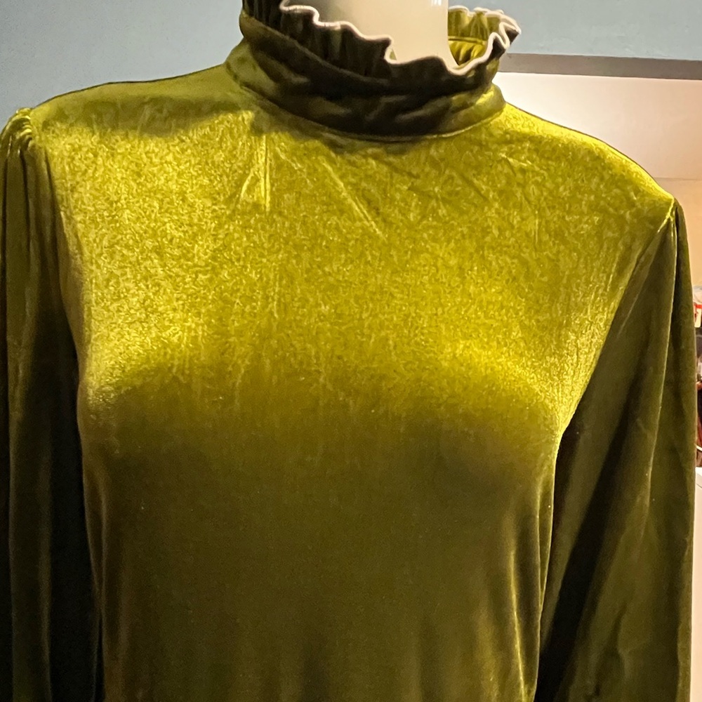 Green Velvet Dress 2 Pockets - Picture 3 of 6